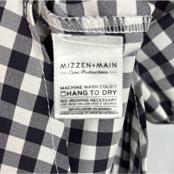 Mizzen + Main Button Up Shirt Mens Medium Trim Fit Gray Gingham No Iron Workwear - Picture 7 of 12